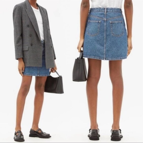 A.P.C. Dresses & Skirts - A.P.C. Rue Madame Paris Light Wash Cotton Mini Denim Skirt